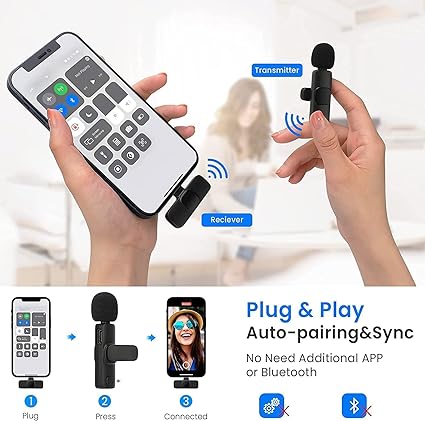 Mini Microphone Wireless Lavalier Réduction du Bruit pour Youtube,Tiktok Video,Vlog