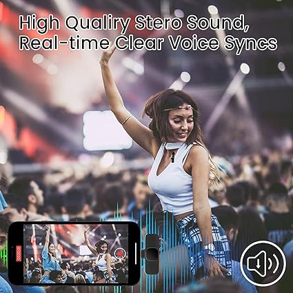 Mini Microphone Wireless Lavalier Réduction du Bruit pour Youtube,Tiktok Video,Vlog