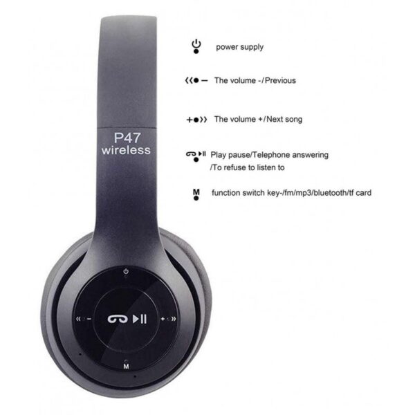 Casque Stéréo Sans Fil P47 Bluetooth - Noir