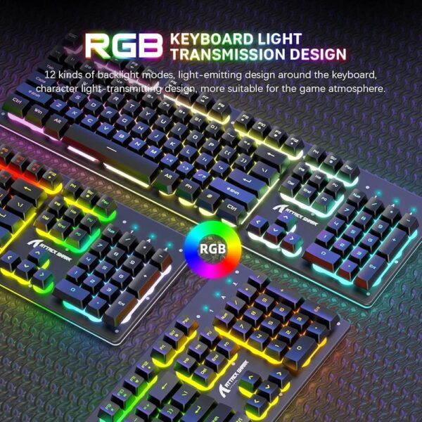 ATTACK SHARK T3  Clavier et Souris Sans Fil Gamer RGB