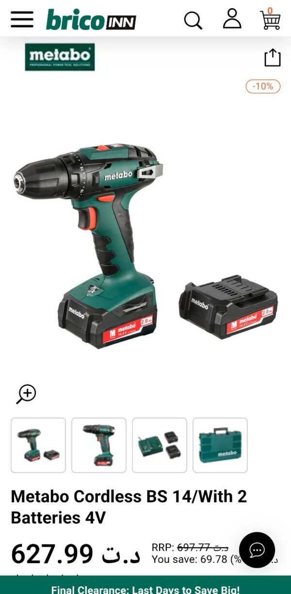 Perceuse Visseuse METABO sans fil BS 14.4V 2Ah