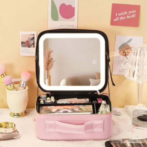 Trousse de Maquillage avec Miroir à Luminosité