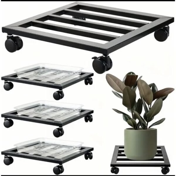 69de26d23f215-1776166610 Support pot à roulettes en Métal- Noir - 30x30x10cm