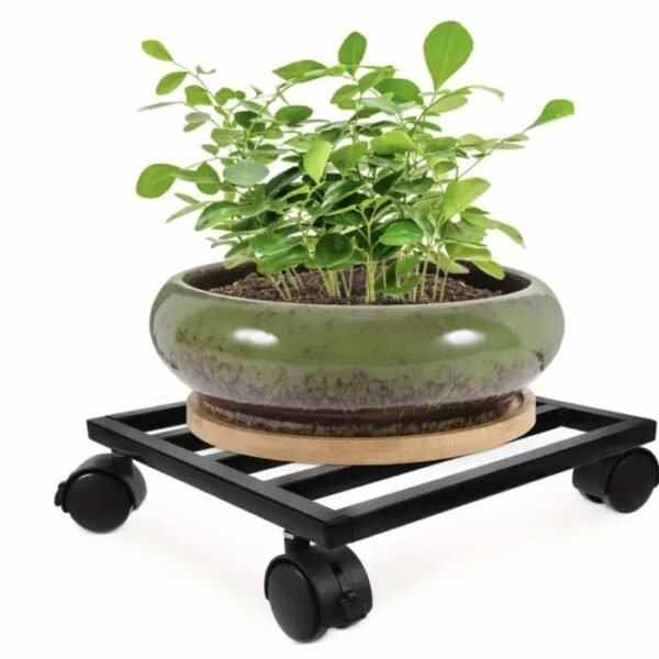 69de26e4f130b-1776166628 Support pot à roulettes en Métal- Noir - 30x30x10cm